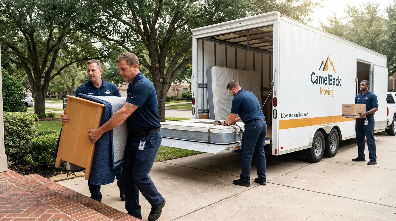 Crew loading residential truck for cross-state move from Gary, IN