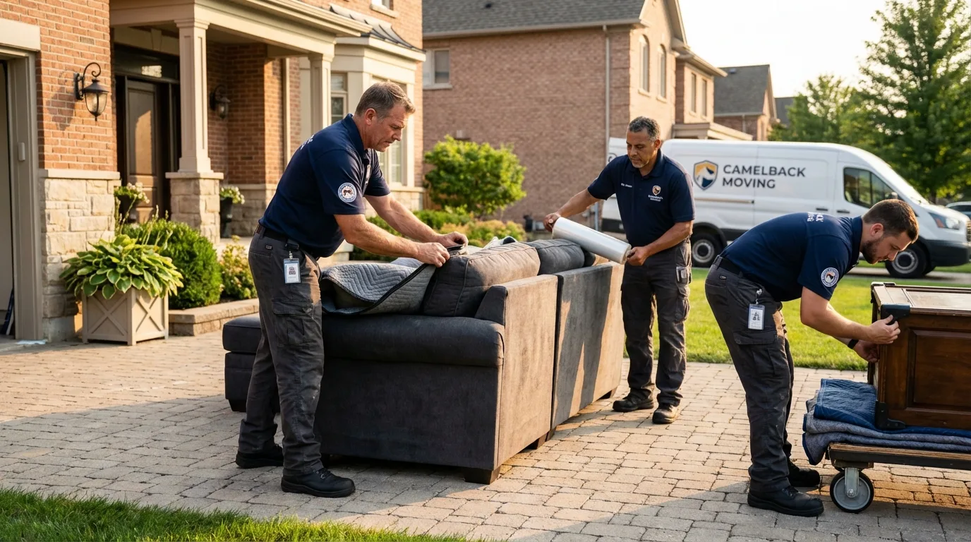 Large estate moving crew wrapping furniture in Gary, IN