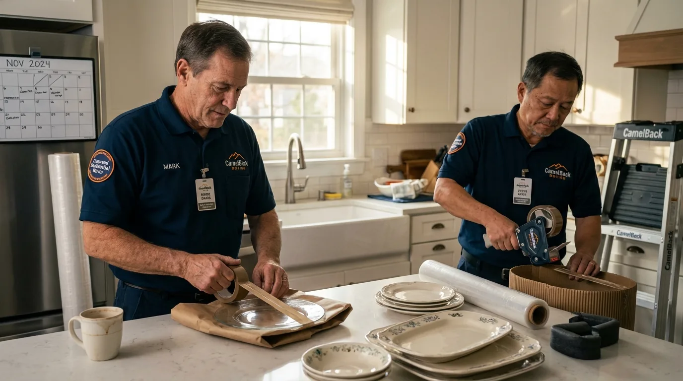 Professional crew packing kitchen dishware in Gary, IN